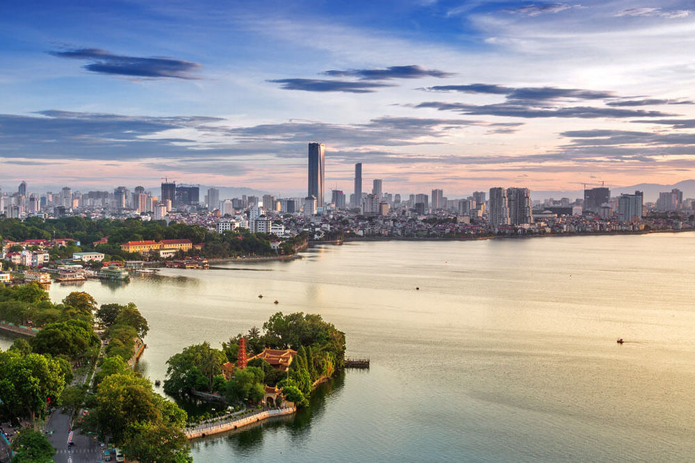 West Lake and the Hanoi skyline